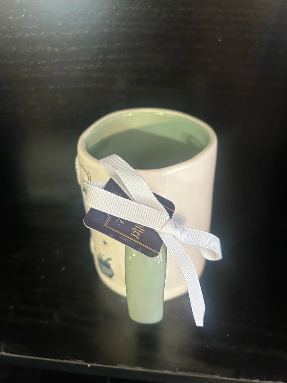 Rae Dunn White Mug with Sage Green Handle - 
